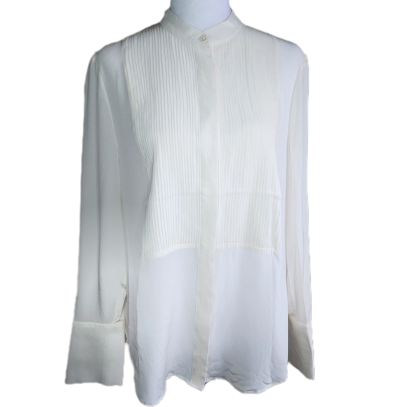 Banana Republic Tops - Banana Republic 100% Silk Tuxedo Shirt Women's Medium Button Up Office Corporate